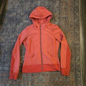 Lululemon Uba Hoodie Softshell Jacket Sherpa Fleece Zip Up Coral Size 6